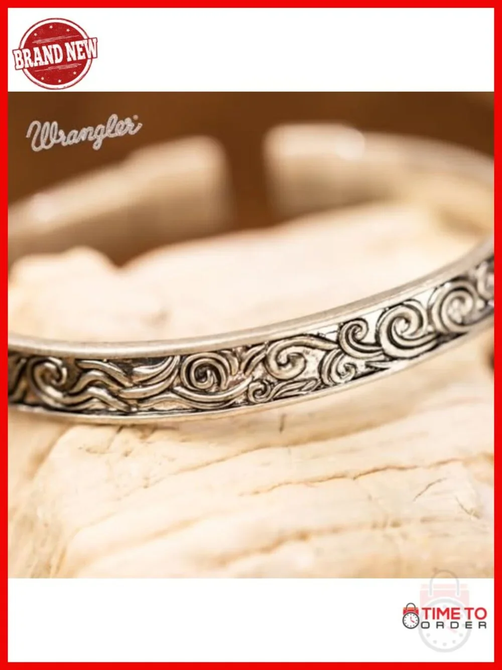 Western Turquoise Cuff Bracelet Silver Plated Carved Floral Adjustable Open